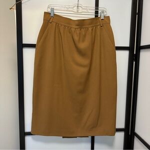 Vintage Escada Dark Mustard 100% Wool Skirt EU 42